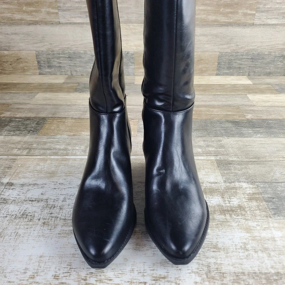 Lifestride Reese Womens Wide Calf Knee High Boots Sz 9 M Black Western‎